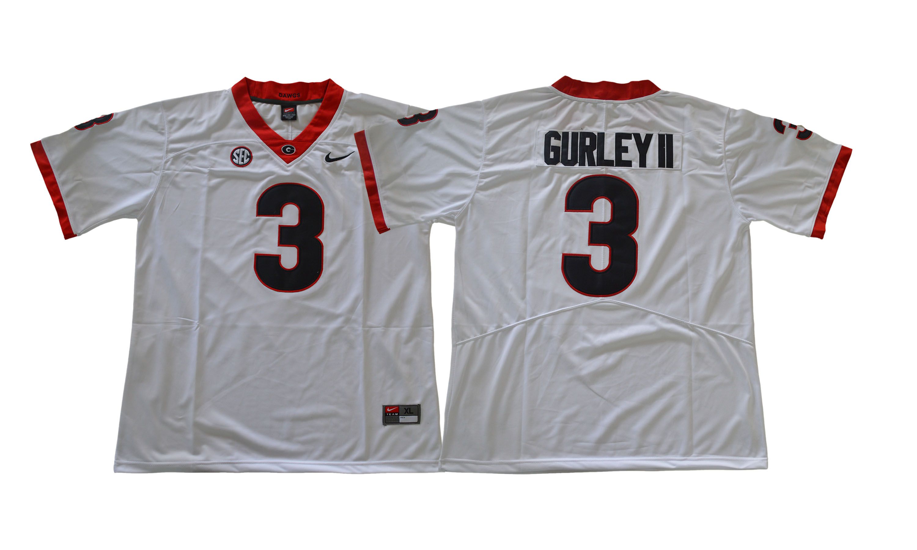 Men NCAA 2017 Georgia Bulldogs #3 Gurleyii white jersey